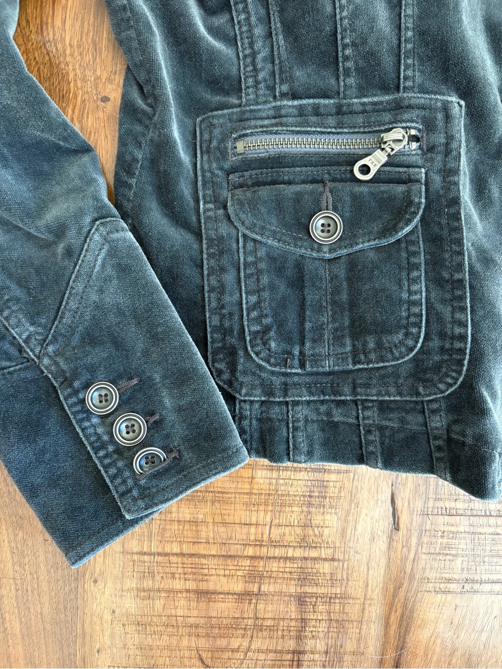 INC International Concepts Deep Gray-Blue Velvet Blazer Jacket - Picture 6 of 8
